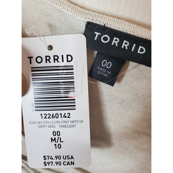Torrid Oatmeal Heather Long Sleeve Cross Front Skater Dress, NWT, Torrid 00/Med - Picture 6 of 7
